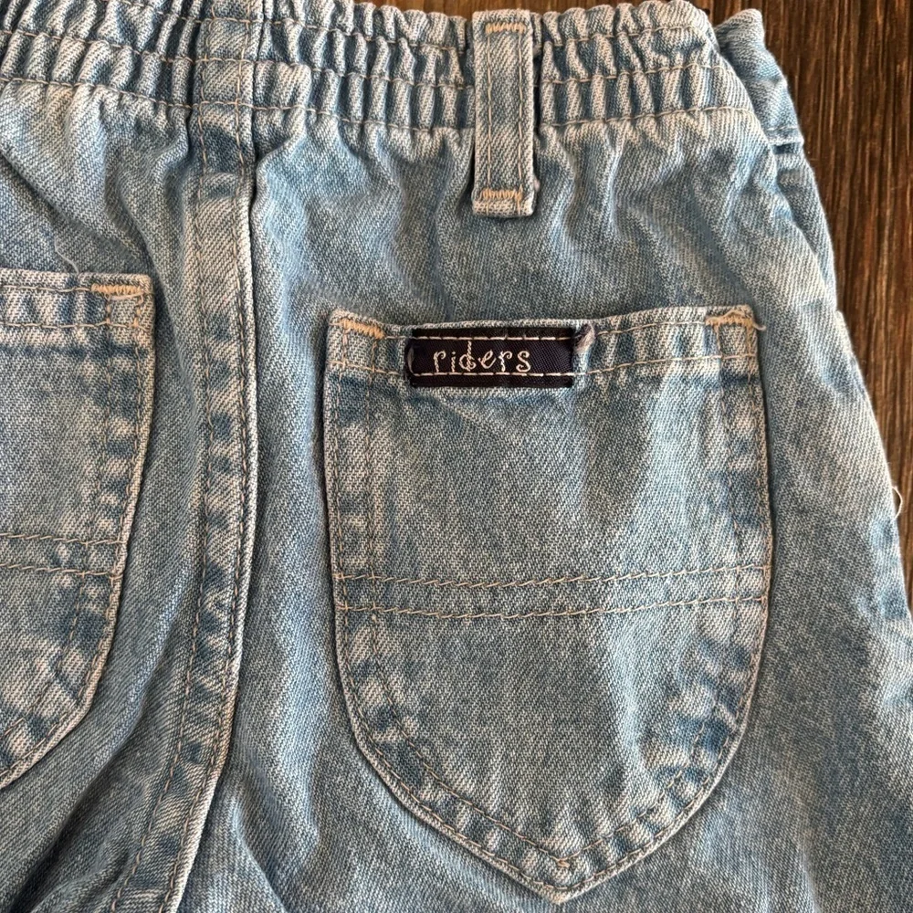 Vtg Lee Riders Baby Jeans 12 Months Light Blue Denim Ruffle Hem Elastic Waist